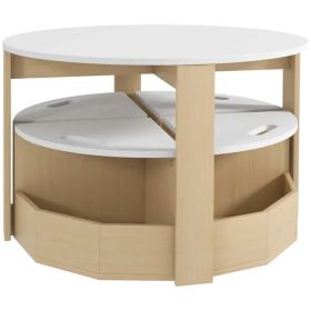 5 Piece Kids Table and Chairs Set with Storage, White, Perfect for Art, Craft, Drawing, Playroom, Classroom, Nursery