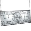 Stained Glass Window Panel, 35.2" x 13" Tiffany Style Hanging Transom Window Panel with Chain, Large Horizontal Rectangle Stain Glass, Vintage Tradit