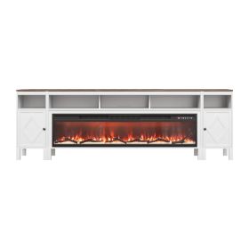 Fireplace TV Stand, Farmhouse Fireplace TV Stand for TVs up to 100 inch, Farmhouse Entertainment Center with 60 inch Fireplace & Storage Drawers for
