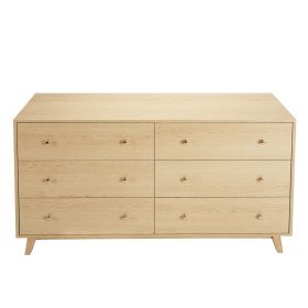 6 Drawer Dresser, Wooden Chest of Drawers with Sliding with Anti-tip Device, Modern Minimalist Dresser Chest, Closet Storage Organizer for Living Roo