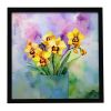 Orchids in Watercolor Framed Metal Print Bathroom, Kitchen, Office, Home Decor Wall Art Ready to Hang, Square, 8X8