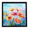 Gerbera Daisies in Watercolor Framed Metal Print Bathroom, Kitchen, Office, Home Decor Wall Art Ready to Hang, Square, 8X8