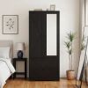 2 Door Wood Wardrobe for Bedroom with Hanging Clothing Rod inside the Cabinet and 2 Drawers for Storage Organization, Built-in induction light Multif