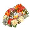 Artificial Decorative Wreath, 24 in, Red Orange Yellow, Decorated with Hydrangeas, Roses, Wooden Sign, Year Round Wreath for All Seasons Indoor and O