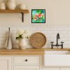 Arkansas Apple Blossom in Watercolor Framed Metal Print Bathroom, Kitchen, Office, Home Decor Wall Art Ready to Hang, Square, 8X8