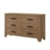 1pc Walnut Color Six Drawers Dresser Black Bar Pulls Transitional Style Bedroom Metal Center Glide