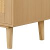 5 Drawer Rattan Dresser, Modern Closet Dresser for Bedroom, Natural Rattan Chest of Drawers with Metal Handles & Wooden Legs, Chest Clothing Organize