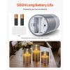Gray Flickering Flameless Candles, Set of 3 Battery Operated Flameless Led Candles with 10-Key Remote and Timer, Real Wax & Warm Color Flickering Lig