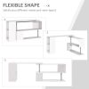 55" Corner Computer Desk, 360Ã‚Â° Rotating L-Shaped Desk, Home Office Workstation with 3-Tier Shelves, Bookshelf, White
