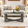 Rectangle Coffee Table Rubber Wood Base with X-Shaped Base