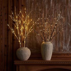 White Twig Branches 32IN 100 LED with Timer Battery Operated; Artificial Tree Branch with Warm White Lights for Holiday Xmas Party Decoration Indoor (Color: as pic A)