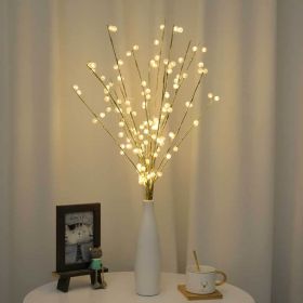 White Twig Branches 32IN 100 LED with Timer Battery Operated; Artificial Tree Branch with Warm White Lights for Holiday Xmas Party Decoration Indoor (Color: as pic C)