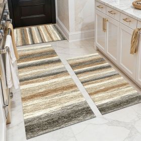Three-piece kitchen rug set, non-slip and washable, abstract pattern kitchen hallway rug, soft and comfortable, suitable for sinks, floors, entrances (Main Color: White, Main Material: Polyester)