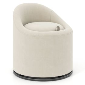 Barrel Chair with Storage 360Ã‚Â° Swivel Upholstered Vanity Chair (Color: Beige)