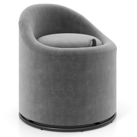 Barrel Chair with Storage 360Ã‚Â° Swivel Upholstered Vanity Chair (Color: Gray)