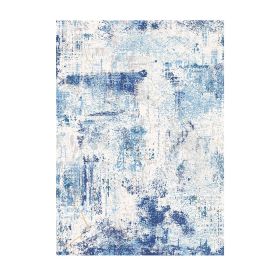 Area Rug, 5 x 7 ft Large Washable Rug, Non-Slip and Tear-Resistant Soft Carpet, Pet & Child Friendly Modern Area Rugs, Indoor Mat for Bedroom, Of (Color: Blue, size: 5 x 7 ft)