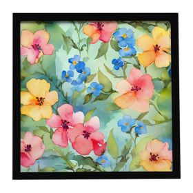 Alaska Forget-me-nots in Watercolor Framed Metal Print Bathroom, Kitchen, Office, Home Decor Wall Art Ready to Hang, Square, 8X8 (Default: Default)